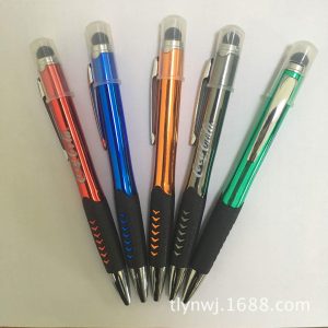 護套圓珠筆_uv電鍍工藝筆logo自發光led燈箱觸控電容塑料護套