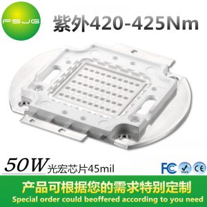 大功率LED燈珠_(kāi)大功率50W紫光燈珠3D打印機(jī)固化燈印刷用uvled紫外425nm燈珠